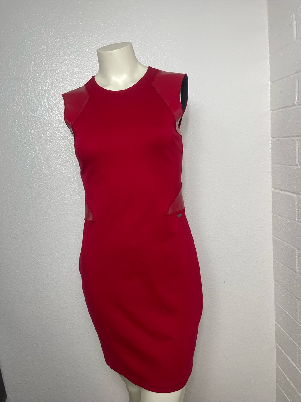A/X Armani Exchange Red Sheath Dress with Patent Accents